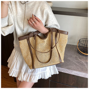 Borsa da <span class=keywords><strong>donna</strong></span> di lusso elegante di buona qualità borsa da 2 pz/set di paglia borsa da viaggio estiva a tracolla da spiaggia con custodia cosmetica - Product Image 3