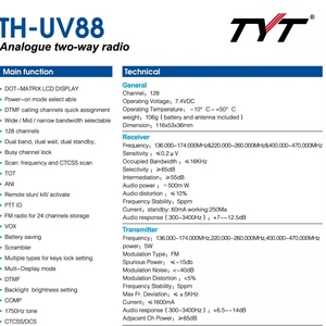Walkie-Talkie de Doble Banda TH-UV88 con Codificador, VOX, FM para VHF 136-174mhz UHF 400-480mhz 10W 200 Canales, Negro, Portátil, Resistente al Agua IPX-1 - Product Image 6