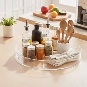 <span class=keywords><strong>Plateau</strong></span> de toilette en acrylique (12 pouces de diamètre) Organisateur de comptoir de salle de bain en plastique, <span class=keywords><strong>plateau</strong></span> rond pour table basse, <span class=keywords><strong>plateau</strong></span> transparent - Product Image 6