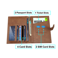 Portefeuille de voyage d'affaires en cuir de vachette véritable, grande capacité, double porte-cartes pliable, multifonctionnel, pour passeport