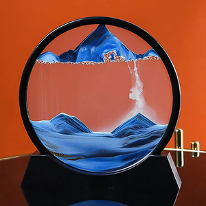 Acessórios de decoração mesa GL Moving Sand Art Round <span class=keywords><strong>Glass</strong></span> 3D Deep Sea Sandscape em movimento dinâmico Sand Art Liquid Timer - Product Image 3