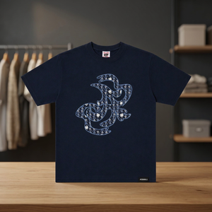 <b>Men's</b> <b>Navy</b> <b>Blue</b> Short Sleeve <b>T</b>-<b>Shirt</b> Letter Pattern Streetwear O-Neck Loose 100% Cotton Silk Screen Printed 180g - Product Image 4
