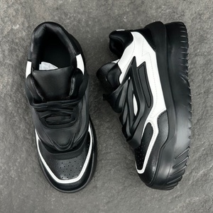 Baskets décontractées de créateur en cuir véritable, semelles épaisses grecques, à enfiler, multicolores (Triple Noir, Blanc), respirantes, pour hommes - Product Image 4