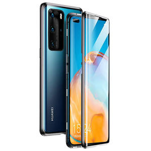 Pour <span class=keywords><strong>Huawei</strong></span> <span class=keywords><strong>P40</strong></span> cadre en métal avant et arrière en verre trempé étui de protection complet du corps étui à adsorption magnétique - Product Image 1