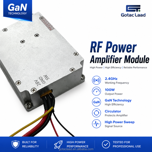 100W 2.4GHz GaN RF Power Amplifier Module High Power Amp Board Digital Modulation Anti-FPV UAV System 28V 50% Efficiency