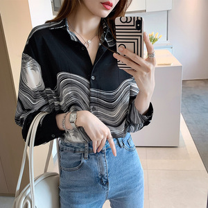 Camicetta Elegante da Donna con Stampa Vintage Casual Taglie Forti, Camicia a Maniche Lunghe per l'Estate Nuova Moda con Logo Frontale - Product Image 4