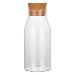 New Style Glass Food Jar with Cork High Borosilicate Glass Storage Jar with Lid Custom Glass Canister with Cork