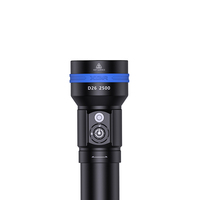 Xtar D26 2500 Lumens Type de poignée courte Faisceau longue portée 320M 18650 26650 Lampe Spot de plongée Lampe de poche de plongée