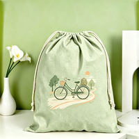 Sac à cordon en toile de coton écologique robuste pour femme, motif dessin animé, pochette portable pour le sport, la plage et l'organisation quotidienne
