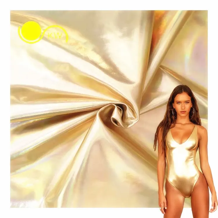 स्पैन्डेक्स चमकदार पन्नी Swimwear के सोने प्रिंट रीसायकल कपड़े खेलों खिंचाव कपड़े Tricot सूट सादे