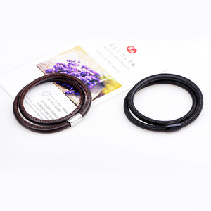 Cross Border Style Sheepskin <b>Rope</b> Braided Magnetic Buckle <b>Bracelet</b> Multi Loop Wrapping Unisex Solid Color <b>Bracelet</b> - Product Image 4