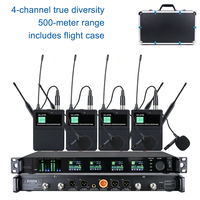 Microphone sans fil UHF à 4 canaux BHA Y-6004 True Diversity, portée 500m, avec flight case pour scène, église, karaoké, discours en direct