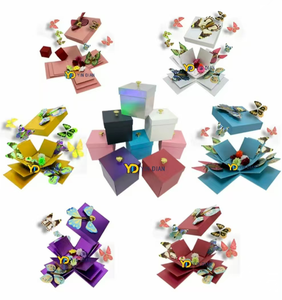 Tùy Chỉnh Tự Làm Nổ Confetti Nhảy Pop-up Cube Thẻ Hộp Nhà Máy Thiết Kế Nổi Hoa Bướm Vật Liệu Tái Chế - Product Image 5