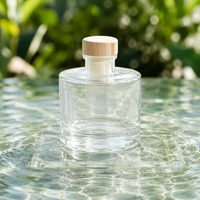Mini diffuseur à roseaux 50/100/200/300 ml, flacon en verre transparent plat et rond de 50 ml, emballage de parfum transparent avec bouchon en bois