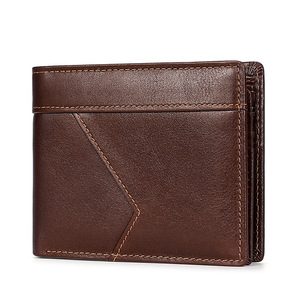 Nouveau portefeuille en cuir de vachette véritable RFID, vente en gros, portefeuille de luxe décontracté, petit portefeuille court vintage pour hommes, portefeuille fin en cuir - Product Image 2