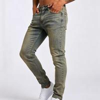 Jean vintage délavé sur mesure, coupe slim de haute qualité pour homme, effet rajeunissant