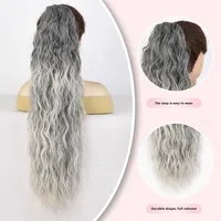 Perruque queue de cheval longue et bouclée effet vague d'eau, en fibre haute température, double trame, extensions capillaires pour femmes