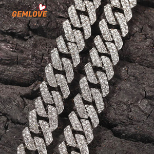 Collar Personalizado GEMLOVE para Raperos, Cadena de Eslabones con Diamantes en Oro Blanco, Estilo Hiphop Unisex para Uso Diario - Product Image 6
