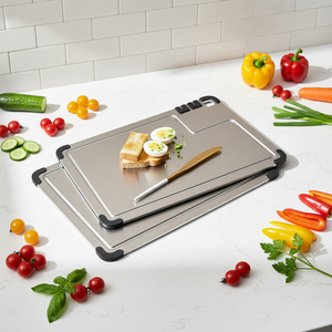 Nuovo <span class=keywords><strong>Tagliere</strong></span> Personalizzato <span class=keywords><strong>in</strong></span> Titanio Puro con Affilatore, Antibatterico, <span class=keywords><strong>in</strong></span> <span class=keywords><strong>Acciaio</strong></span> Inossidabile 304 316, <span class=keywords><strong>Tagliere</strong></span> a Doppia Faccia - Product Image 2