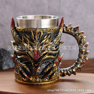 Tasse en résine sculptée en 3D, motif dragon sacré, design créatif et raffiné, pour vin et café - Product Image 1