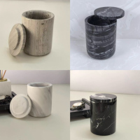 Boîte cylindrique en marbre naturel avec couvercle, pot de rangement pour bijoux en travertin pour commode, chambre, hôtel, villa, décoration personnalisée