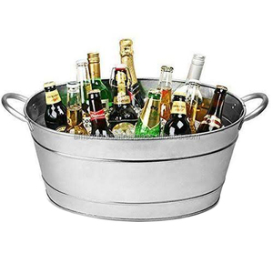 Bac à vin galvanisé en métal et fer avec poignée latérale Bac à boissons Refroidisseur à vin Bac à vin décoratif Bar Party Ice Bucket - Product Image 3