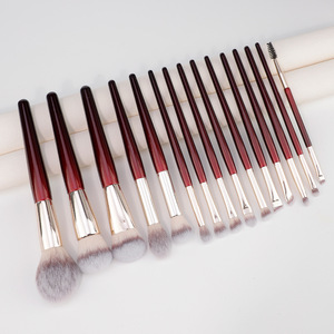 Juego de 15 Brochas de Maquillaje de Pelo Sintético de Lujo con Mango de Madera, Brochas Cosméticas para Rostro, Ojos, Polvo, Base y Sombra de Ojos, OEM - Product Image 4