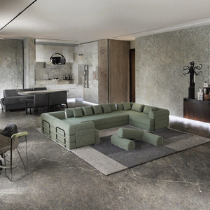 Sofá Cama Convertible Moderno en Forma de L, Tapizado en Chenilla, con Colchón Plegable para Sala de Estar - Product Image 3
