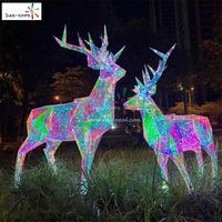 Luces Navideñas para Exteriores, Decoración Navideña, Escultura Luminosa de Reno 3D de Fantasía, Luz LED con Motivos