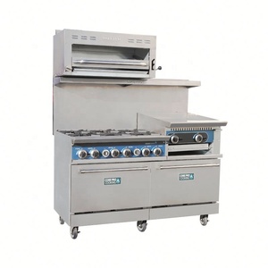 Commercial Standing 6 Burner Gas Stove With Grill Griddle Industrial Gas Stove With Oven - Product Image 5
