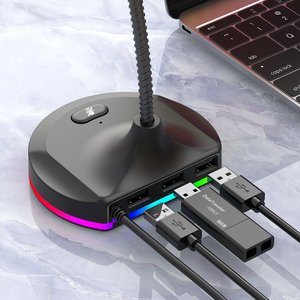 Gavit gk55 RGB Microphone USB condenser cho <span class=keywords><strong>PC</strong></span> chơi Game chế độ tối LED ánh sáng omni-directional Mô hình cực có dây kết nối - Product Image 6