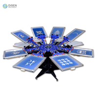 Main de table portable 4 couleurs 4 stations t-shirt textile manuelle rotative machine d'impression sérigraphique kit