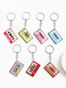Porte-clés en caoutchouc acrylique en forme de cassette musicale, personnalisable, cadeau pour <span class=keywords><strong>audiophile</strong></span>, fan de musique, pendentif de mode pour clés de voiture et sac - Product Image 1