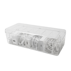 Boîte de rangement de câbles avec compartiments, organisateur de bureau pliable pour câbles de charge et cordons d'alimentation - Product Image 5