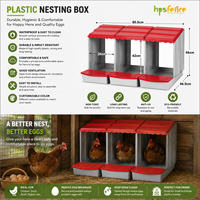 Nichoir à poules classique moderne à 3 compartiments en plastique réutilisable pour poulailler, nid à œufs pour poules pondeuses avec plateau amovible