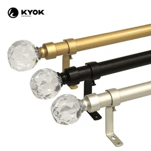 KYOK製造試着室ガラスカーテンロッドフィニアル透明ガラスカーテンアルミポールカーテンダブル