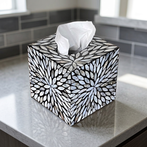 La última caja de pañuelos de nácar, servilletero hecho a mano, caja de pañuelos con incrustaciones de fregona de lujo, la más vendida al por mayor de Vietnam - Product Image 1