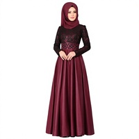Abaya musulmane pour femmes, manches longues, jupe longue, col rond, robe de prière modeste pour tous les jours