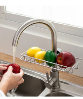 HANGSHAU Organisateur de maison Robinet d'évier réglable Support de rangement Égouttoir à savon Étagère Panier Salle de bain Cuisine Porte-éponge