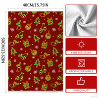 Serviette de cuisine en microfibre gaufrée de Noël, super absorbante, couleur unie, serviette décorative de fête, marque privée