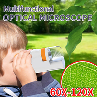Mikroskop portabel genggam laboratorium anak-anak kustom mainan mikroskop bertenaga baterai dengan lampu Led