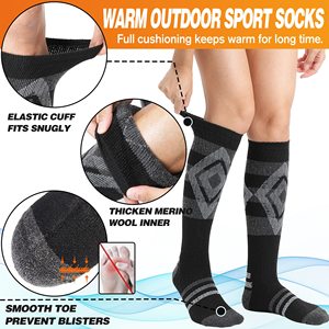 Merino <b>Wool</b> Ski <b>Socks</b> for Womens Mens Thermal Winter Warm Thick Knee High <b>Socks</b> for Skiing Snowboarding - Product Image 5