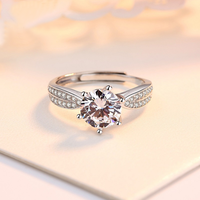 Bague de fiançailles en argent 925 de haute qualité, réglable, avec un grand motif de cœurs et d'arrows, logo estampé, pour la vente en gros
