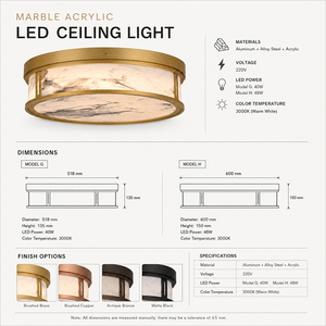 Luxury Round Marble Acrylic LED <b>Ceiling</b> <b>Light</b> Modern Flush Mount Lamp for Hallway Bedroom Hotel Villa OEM ODM - Product Image 4