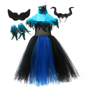 Filles Halloween Evil Dark Queen Filles Costume Deluxe Solide Couleur Cygne Robes Enfants Robe De Bal Robe Enfants Cosplay Vêtements - Product Image 6