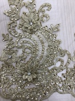 Nuevo Diseño de Tela de Encaje Francés 3D para Novias, con Pedrería Bordada a Mano, para Vestidos o Fiestas
