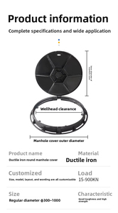 Ductile Iron <b>Round</b> <b>Manhole</b> <b>Cover</b> Heavy-Duty Fire Protection Communication Low-Voltage Power Stormwater Sewage Inverted - Product Image 3