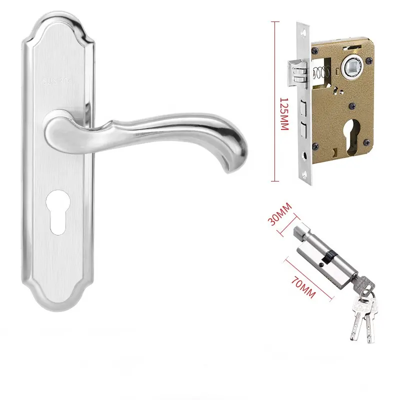 WUYINGHAO Ss Cửa Xử Lý Khóa Thép Không Gỉ Nội Thất Nhà Vệ Sinh Phòng Door Lock Set