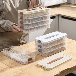 Dumpling Box Multi Layer <b>Stackable</b> Airtight Freshness Preservation Fridge Food <b>Storage</b> <b>Container</b> Plastic Rectangle Clip On Lid - Product Image 4