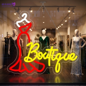 Letrero de Neón Personalizado al por Mayor para <span class=keywords><strong>Boutique</strong></span>, Letrero LED Rojo para Decoración de Escaparates, Arte Mural con Alimentación USB para Exhibición en Tiendas de Ropa - Product Image 1